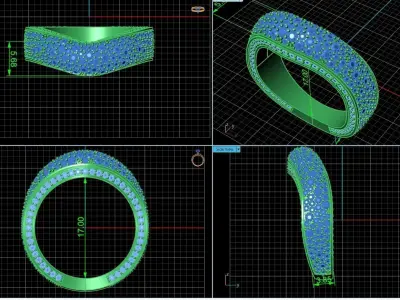 double Engagement Ring and  Wedding diamond 1306 3D print model
