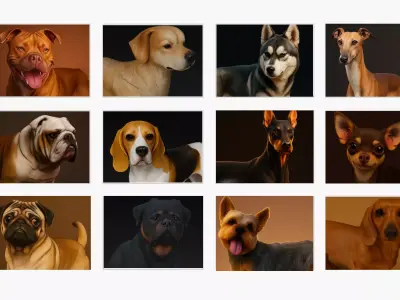 12 Realistic Dog PACK 3D Models Pack  Detailed Textures  3D model