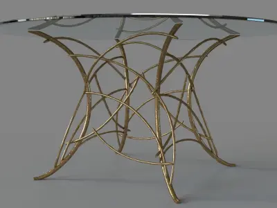 Amoret Glass Coffee Table Gold 3D model