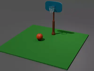 Cartoon Basketball Court Low-poly 3D model