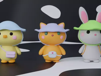 Cute Animals Low-poly 3D model purchase