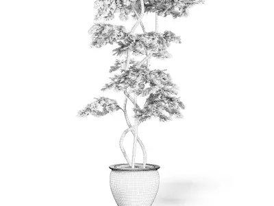 Tree in Metal Pot 3D Model 3D model