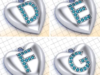 Initial Heart Pendants  3D print model
