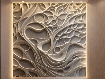 modern panel wall decor set wall relief mural CNC 138  3D model