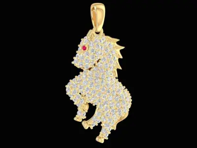 Luxury Diamond Lion Head Pendant for Men  2286 3D print model
