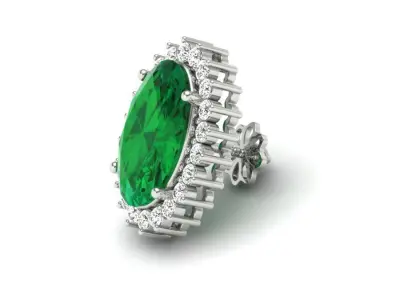 Oval Stone Earrings 3D print model 3D print model