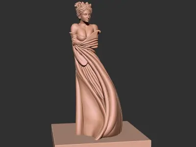 Girl statue hair and dress 3D print model