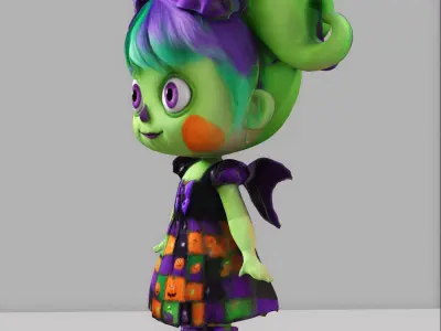 Doll kids halloween Low-poly 3D model