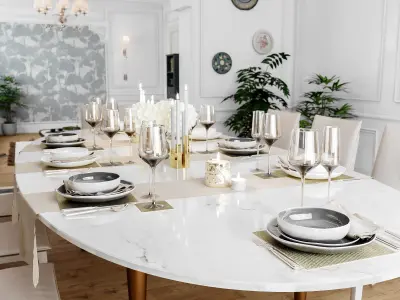 Neoclassical interior Living and kitchen room 3D model