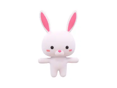 Character010 Chubby Rabbit  Low-poly 3D model