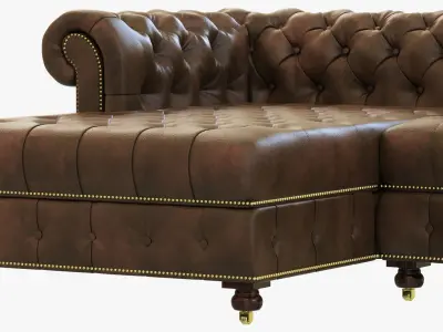 Restoration Hardware Cambridge Leather Left-Arm Sofa Chaise Sect 3D model