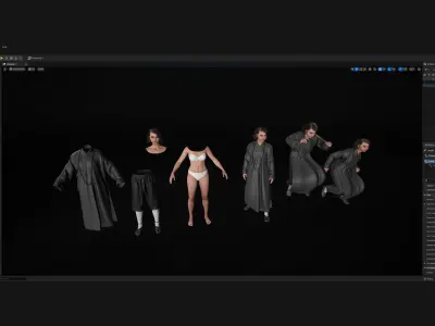 Woman in Martial Suit 4 - Modular - Rigged Low-poly 3D model