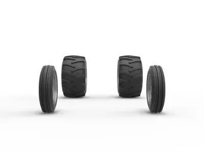 Wheel Set of Vintage Pulling Funny car Scale 1 to 25 3D print model