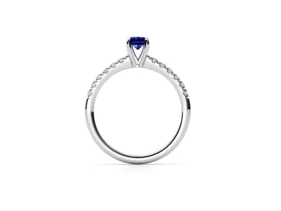 ZDR032 sapphire and diamond engagement ring 3D print model