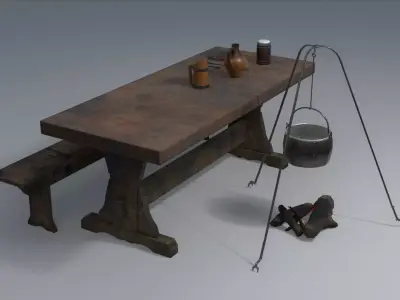 Medieval Set Low-poly 3D model