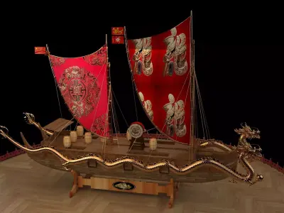 Chinese dragon  boat 3D model