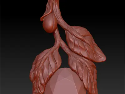 Pendant Flower with emerald 3D print model