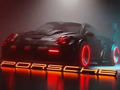 Cyberpunk styled Porsche 911 GT 3  3D model