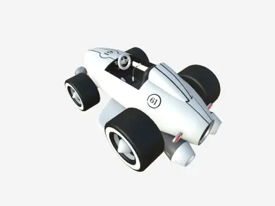 Cartoon Kart B08 White - Vehicle Racing Design Low-poly 3D model