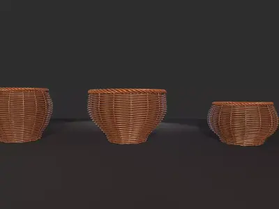Rattan Basket pack 4 Free 3D model
