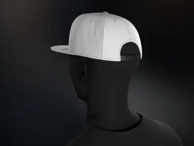 White Snapback Cap  Low-poly 3D model