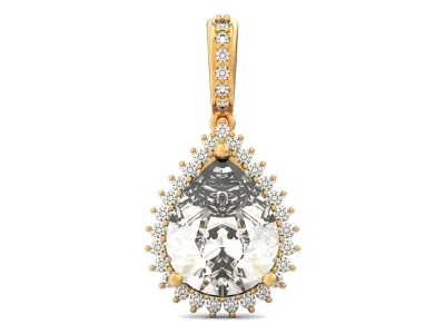  elegant pendant with  diamond pears stone 318 3D print model
