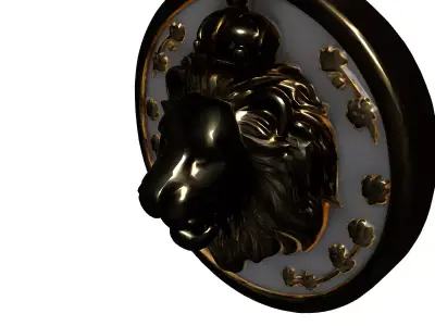 Golden Crowned Lion Medallion Emblem Low-poly 3D model