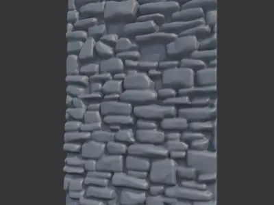 Rubble and Stone Wall Segment 3D model