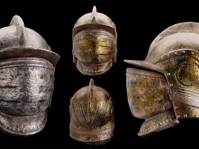 battle armor  Old war helmet Low-poly 3D model