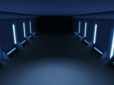 Neon sci fi studio Garage interior scene 3D model