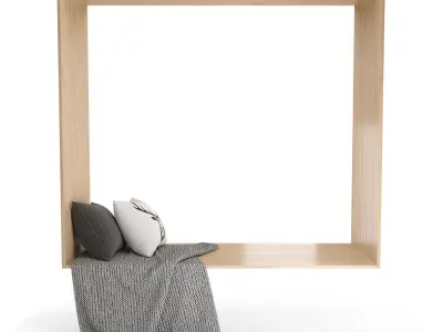 Blanket and Pillows on Window 3D model