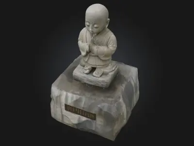 Little Monk Statue  Peaceful Figurine Model for Zen and Garden 3D model