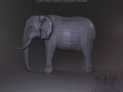 Low Poly Base Elephant Model Low-poly 3D model