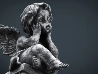 Angel statue of gargoyle Low-poly 3D model