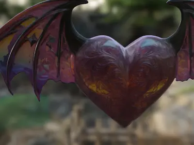 Demonic Heart with Wings 3D model