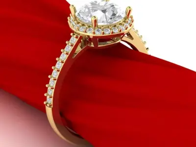 Luxury engagement ring 3D print model 2