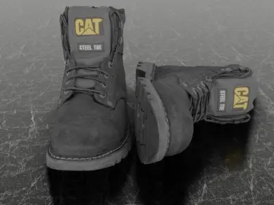 3D CAT BOOTS - STEEL TOE - BLACK Low-poly 3D model