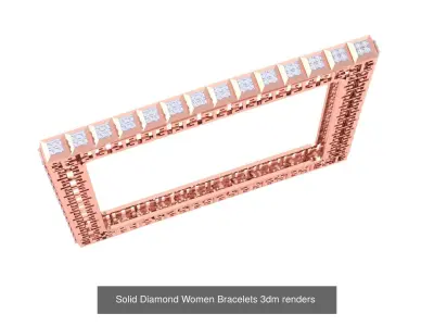 5 Square Solid Diamond Women Bracelets 3dm renders  3D Model Pack
