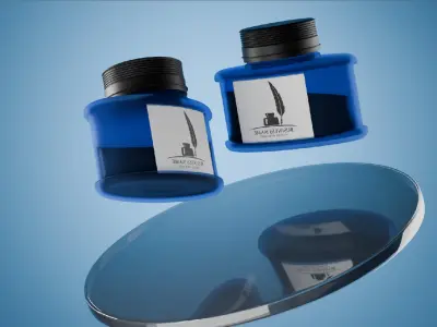 Beautiful And High Poly Inkpot with beautiful textures 3D model