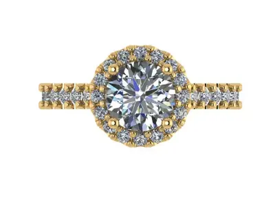 Round halo shape with cathedral solitare ring  3D print model