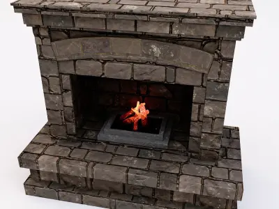 Fire Place low poly 3d model  Low-poly 3D model