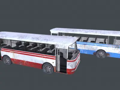Old Rusty Bus Low-poly 3D model