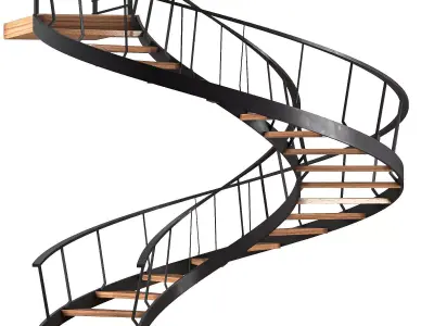 Wooden Spiral Staircase 3D model