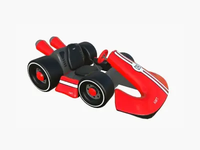 Cartoon Kart D01 Red - Vehicle Racing Design Low-poly 3D model