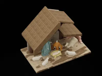 Christmas Nativity Scene Low-poly 3D model