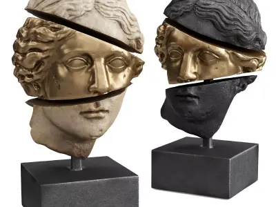 Appollo head sliced sculpture Low-poly 3D model