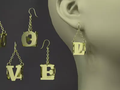 earrings love 3D model