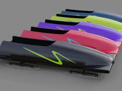Bobsleigh 1 sled with letter n Low-poly 3D model