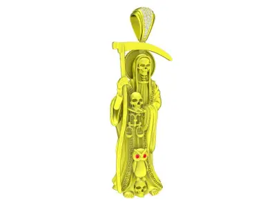 A00 Gothic Grim Reaper Skeleton Pendant Jewelry 3D Model 3D print model