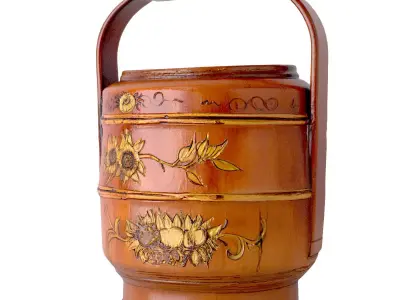Antique Chinese Round Wedding Basket 3D model